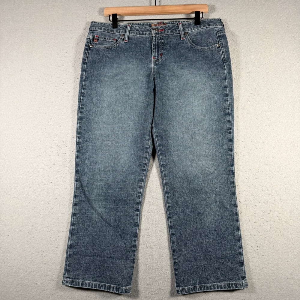 LEI Womens Medium Wash Straight Leg Crop Jeans‎ Size 13 Blue Denim 8579182M